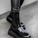 Botki na platformie Ingusto Rock lakierowane czarne