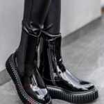 Botki na platformie Ingusto Rock lakierowane czarne