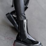 Botki na platformie Ingusto Rock lakierowane czarne