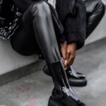 Botki na platformie Ingusto Rock lakierowane czarne