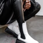 Botki na platformie Ingusto Rock lakierowane białe