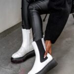 Botki na platformie Ingusto Rock lakierowane białe