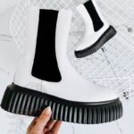 Botki na platformie Ingusto Rock lakierowane białe