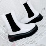 Botki na platformie Ingusto Rock lakierowane białe