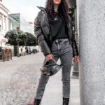 Kurtka bomberka skórzana Roksi czarna