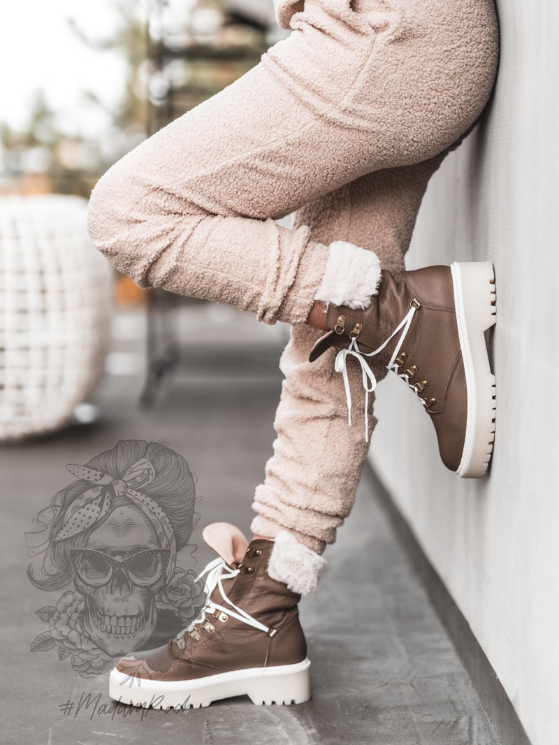 Trapery z futerkiem Madam Longo brązowe Trapery z futerkiem Madam Longo brązowe