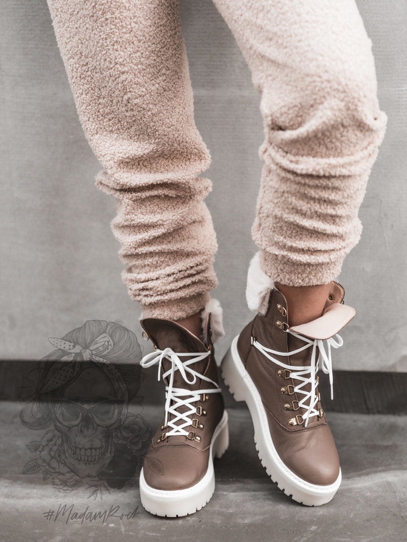 Trapery z futerkiem Madam Longo brązowe Trapery z futerkiem Madam Longo brązowe