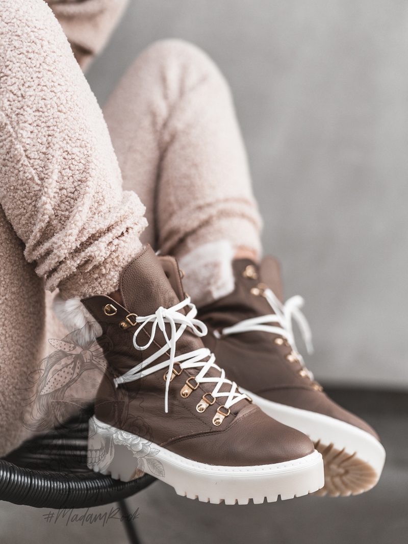 Trapery z futerkiem Madam Longo brązowe Trapery z futerkiem Madam Longo brązowe