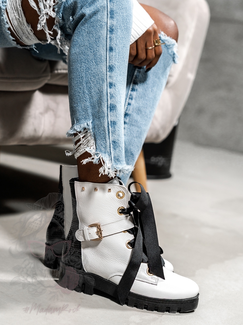 Workery skórzane Madam Whiti białe Workery skórzane Madam Whiti białe