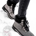 Botki z futrem Madam Diamant czarne