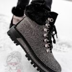 Botki z futrem Madam Diamant czarne