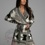 Kardigan z frędzlami Azteko oliwkowy