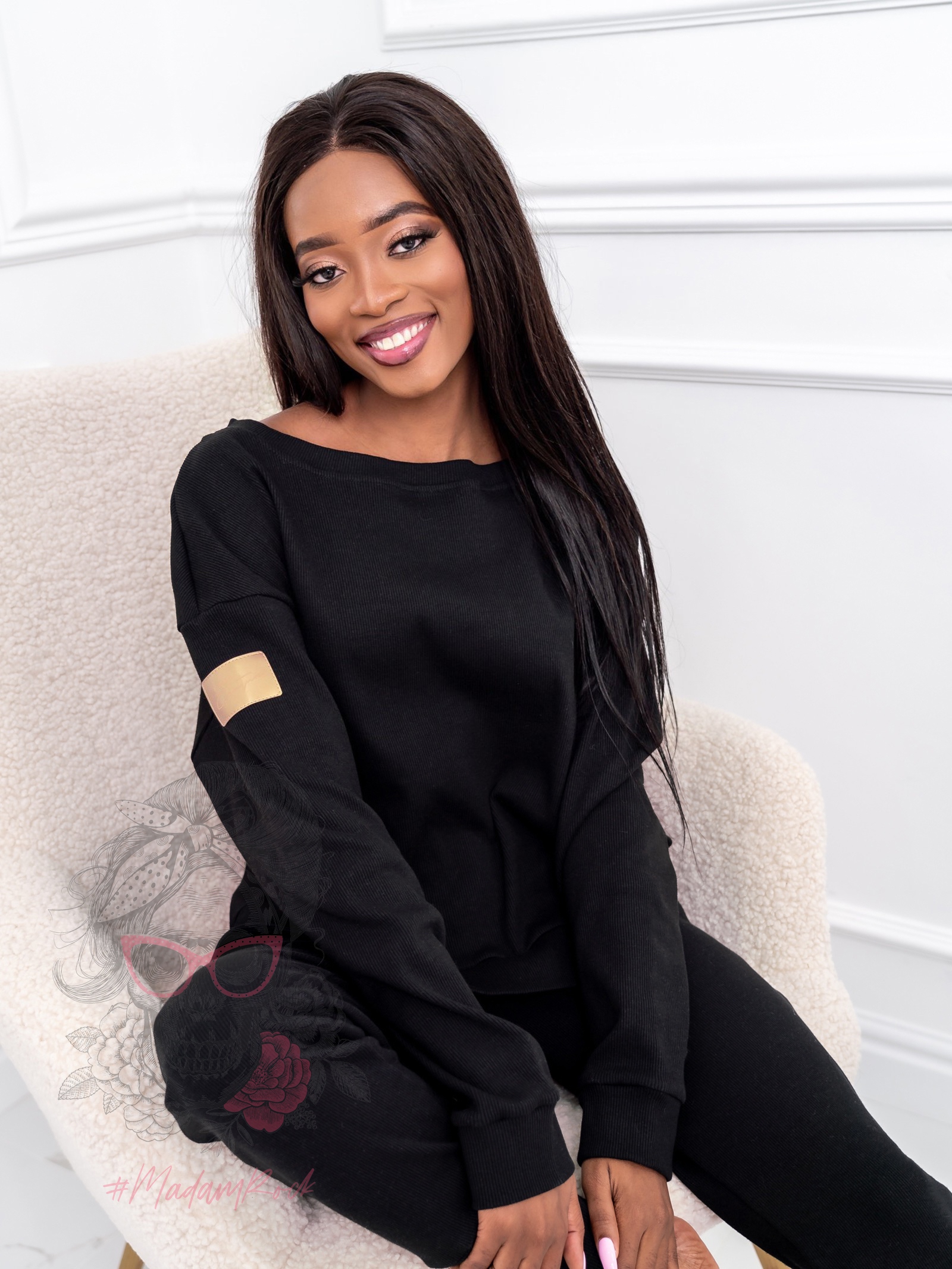 Komplet prążkowany Laki Overmode czarny