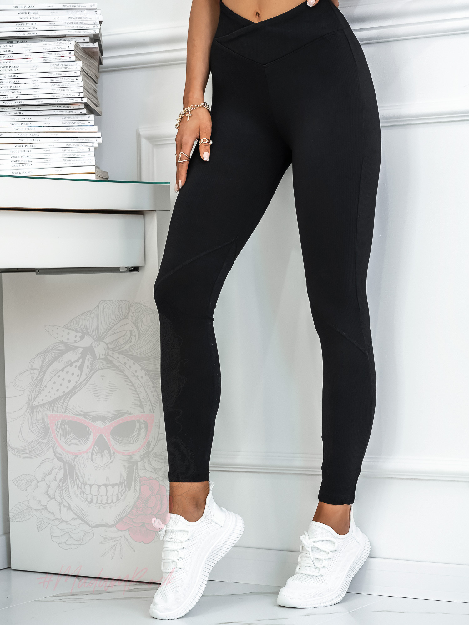 Legginsy prążkowane Madam Gym czarne