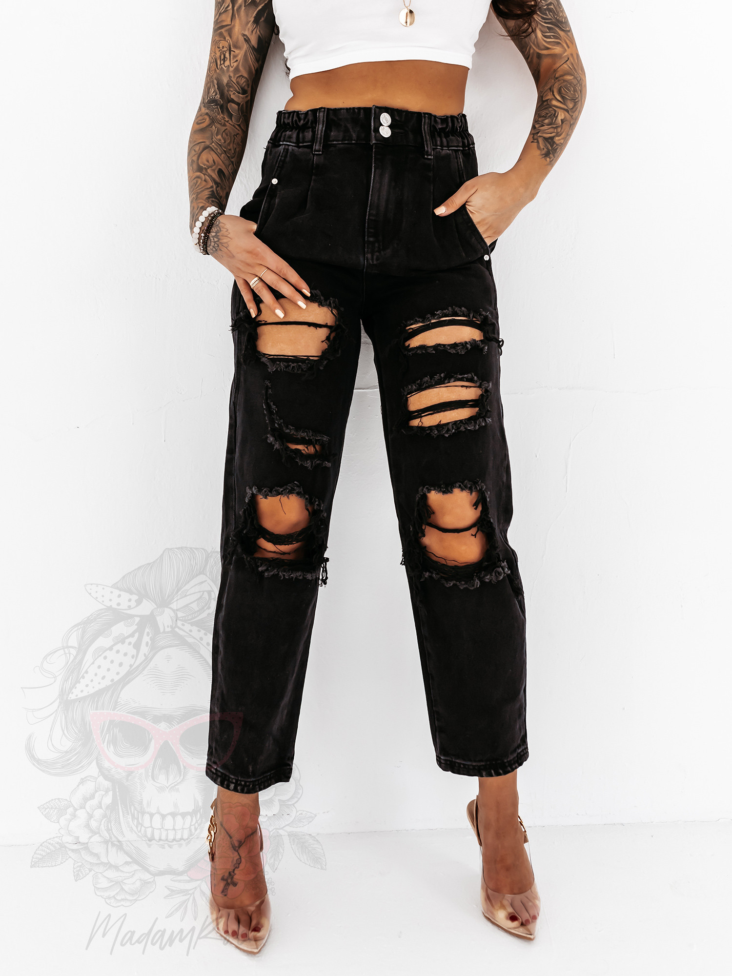 Spodnie boyfriend Manero czarne