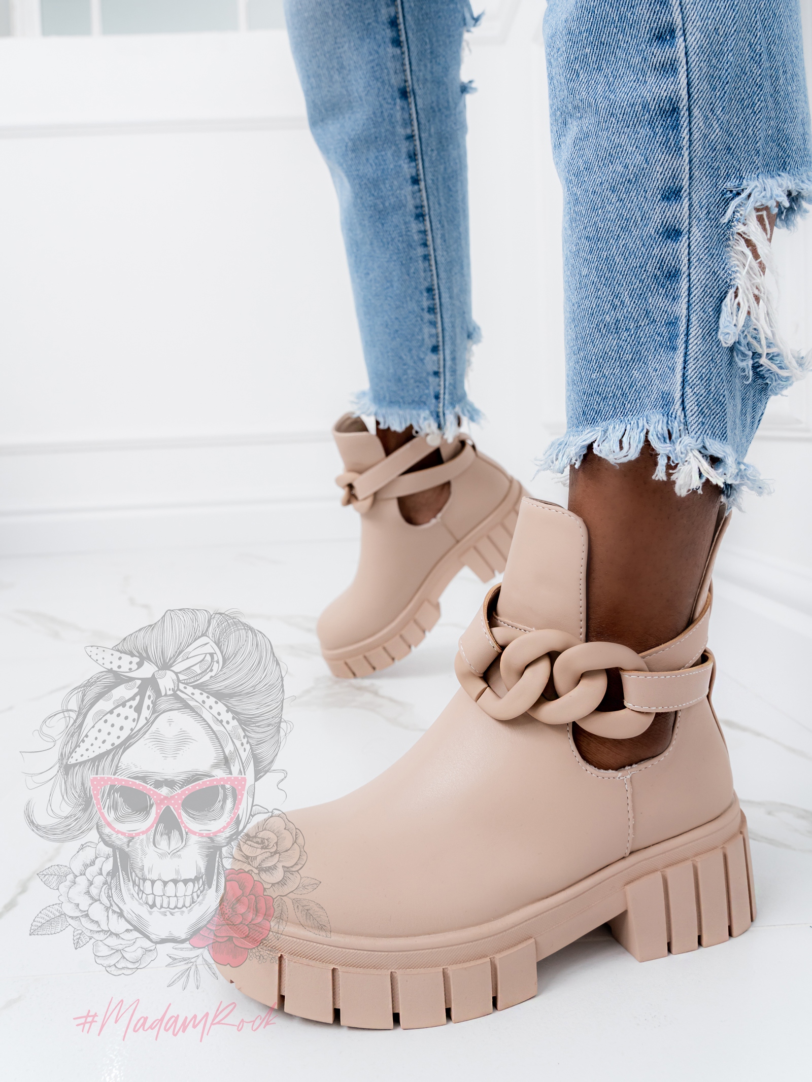 Botki z wycięciem Madam Kurtis II beżowe