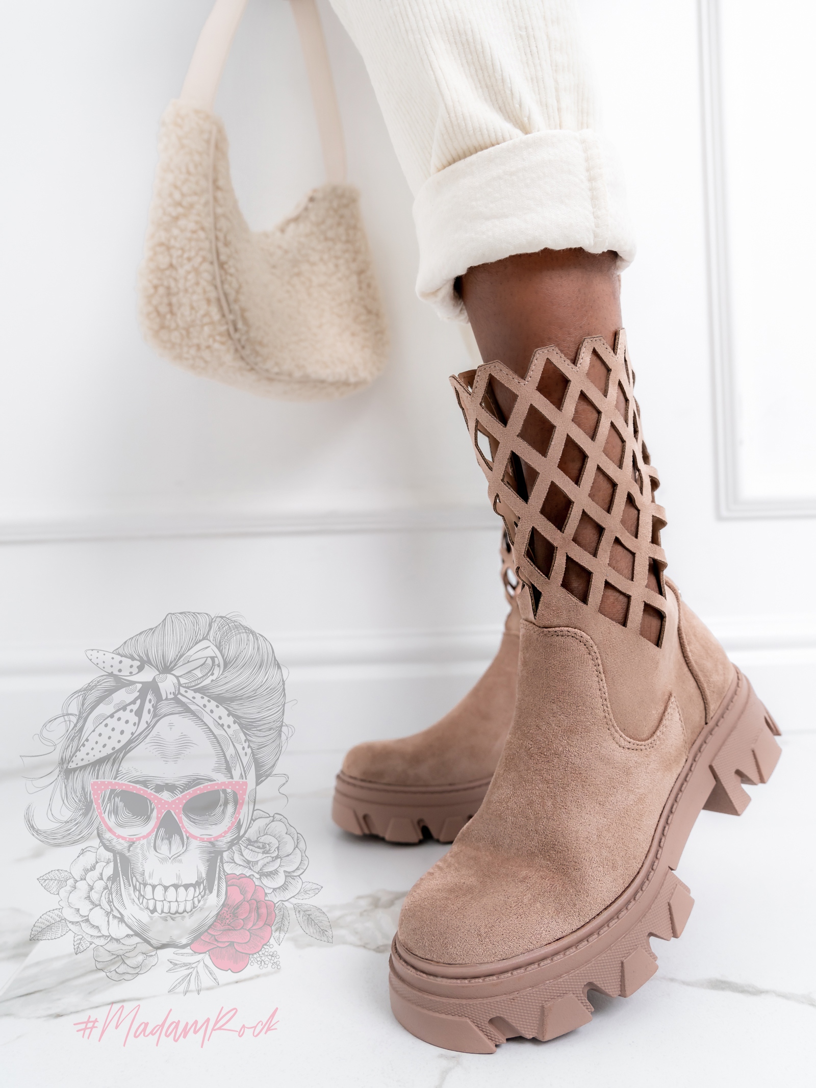 Botki ażurowe Madam Memento cappuccino