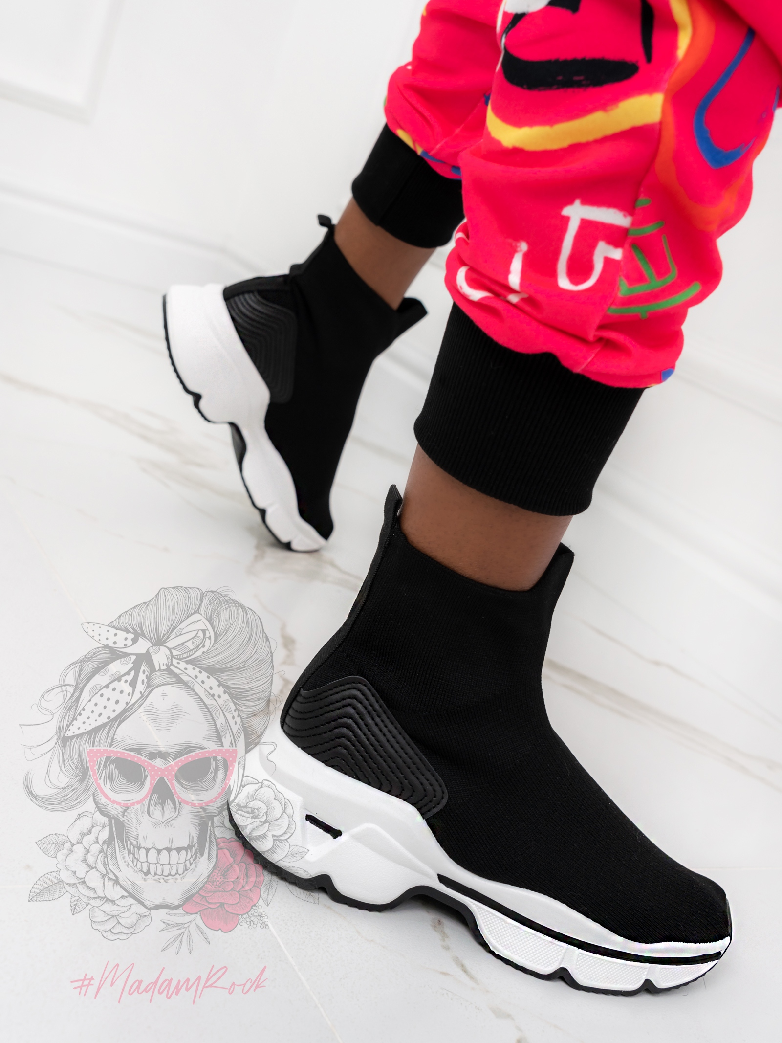 Botki skarpety Madam Rapido czarne