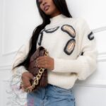 Sweter golf Cat eyes beżowy