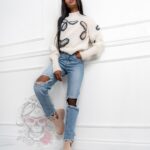 Sweter golf Cat eyes beżowy