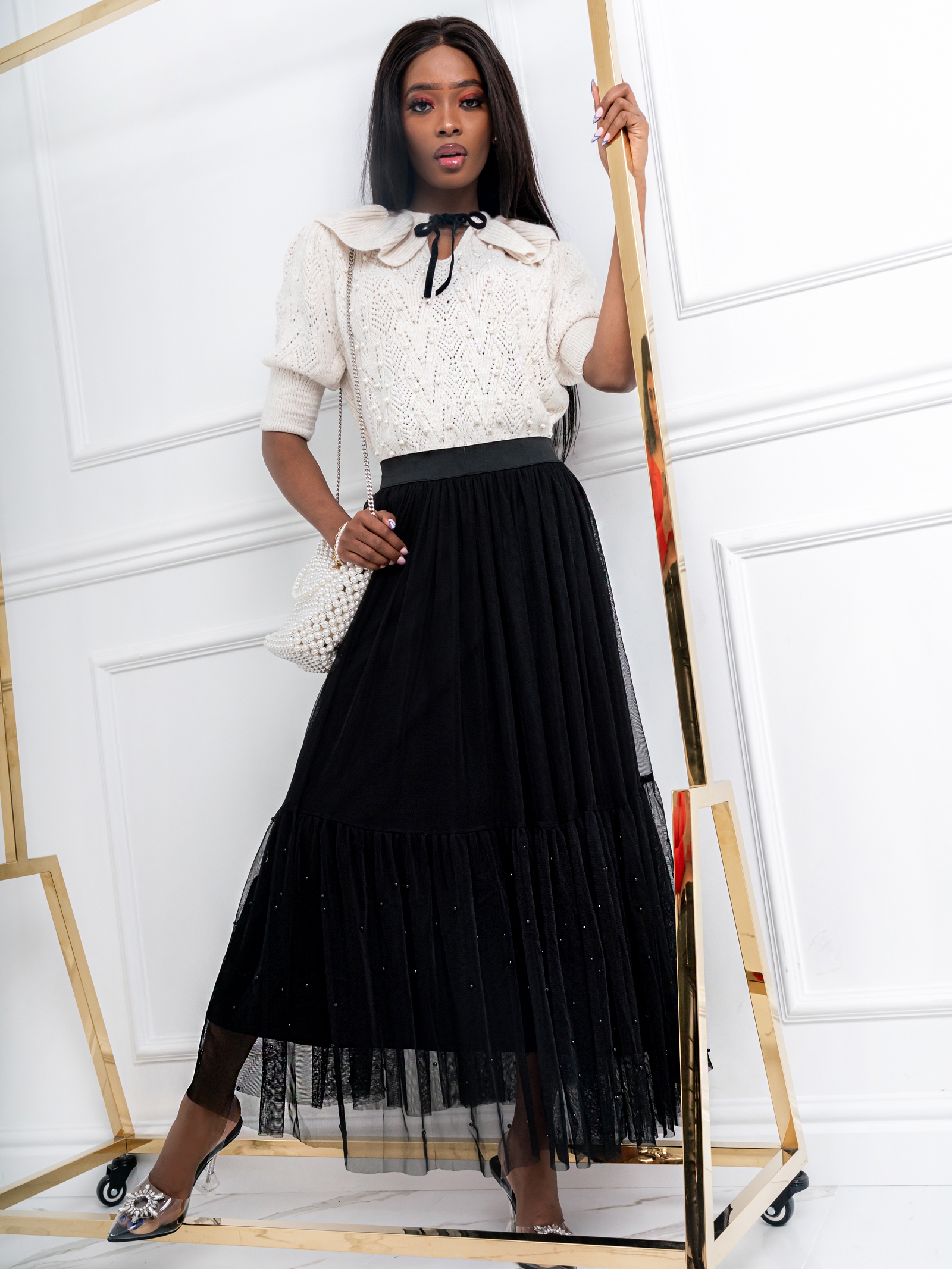 Sweterek z kołnierzykiem Provance beżowy