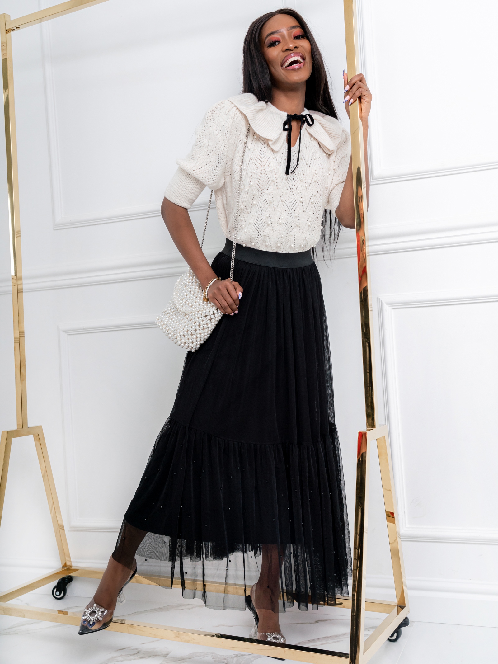 Sweterek z kołnierzykiem Provance beżowy