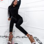 Sandały błyszczące Madam DiamondRing czarne