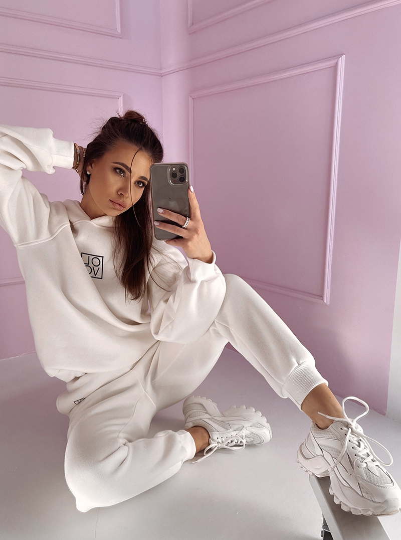 Komplet bawełniany logo IVY ecru