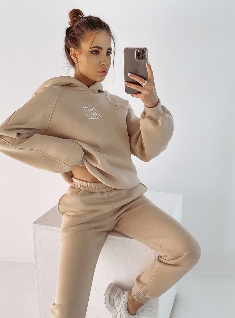 Komplet bawełniany logo IVY beżowy