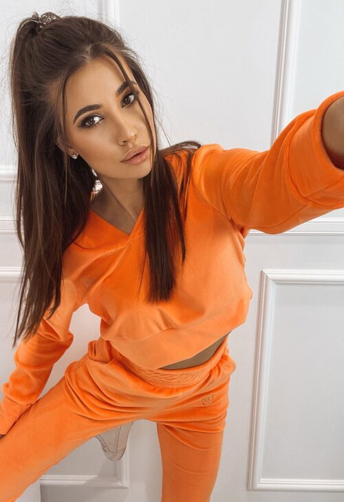 Komplet welurowy Velvet Spring pomarańczowy