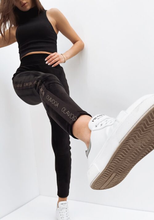 Legginsy welurowe z lampasem Velour czarne