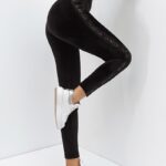 Legginsy welurowe z lampasem Velour czarne