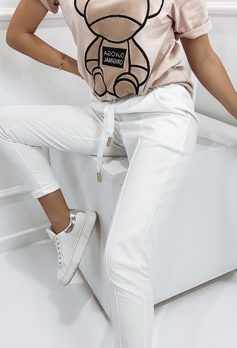 Spodnie casualowe w kant Kelly ecru