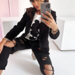 Marynarka klasyczna welurowa Classy czarna