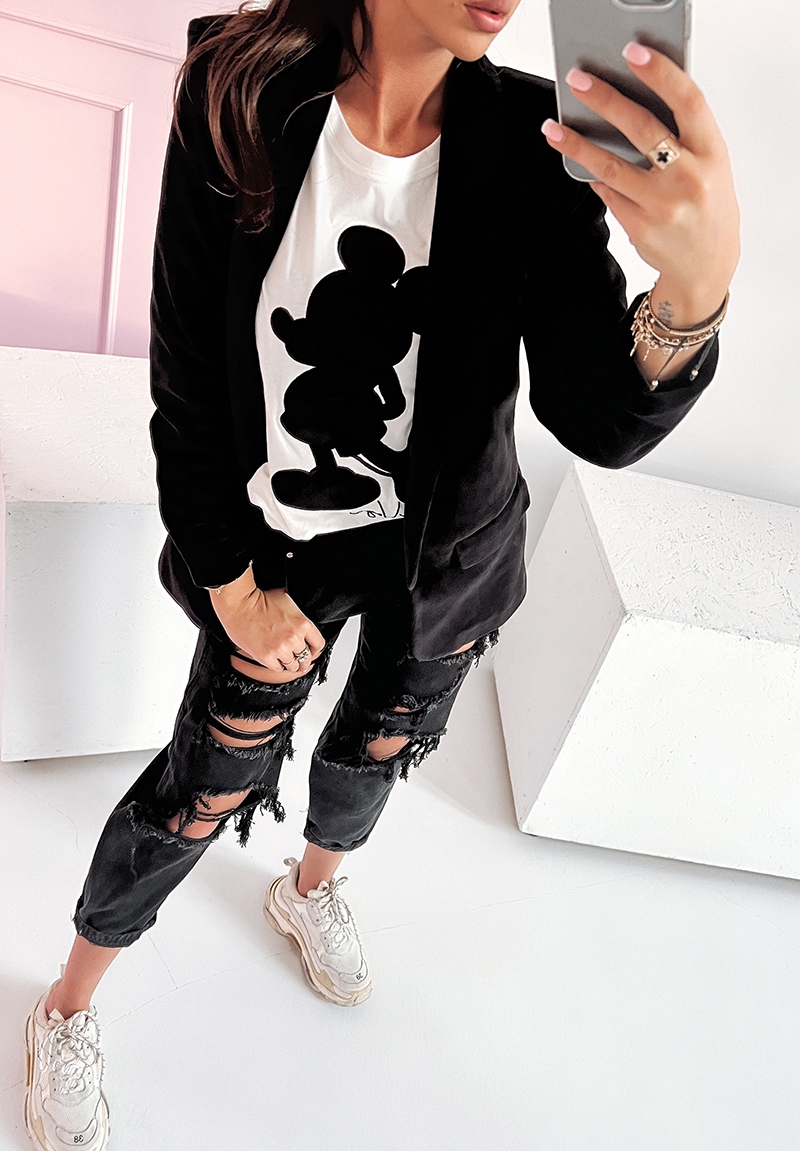 Marynarka klasyczna welurowa Classy czarna