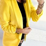 Marynarka klasyczna welurowa Classy żółta