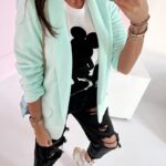 Marynarka klasyczna welurowa Classy miętowa