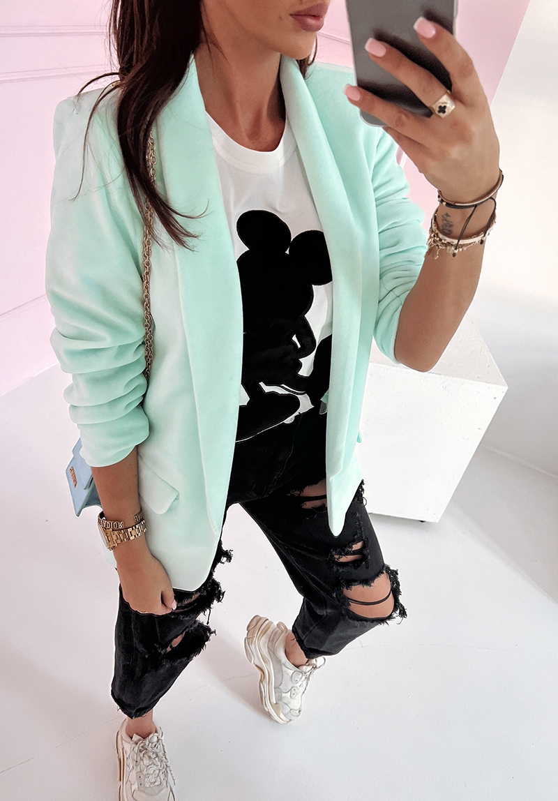 Marynarka klasyczna welurowa Classy miętowa