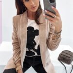 Marynarka klasyczna welurowa Classy beżowa