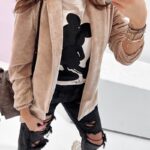 Marynarka klasyczna welurowa Classy beżowa