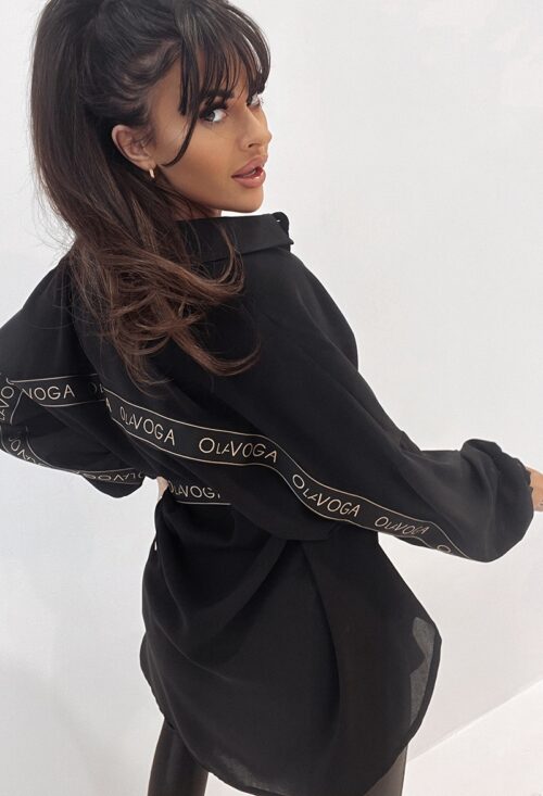 Koszula oversize z paskiem Denver czarna