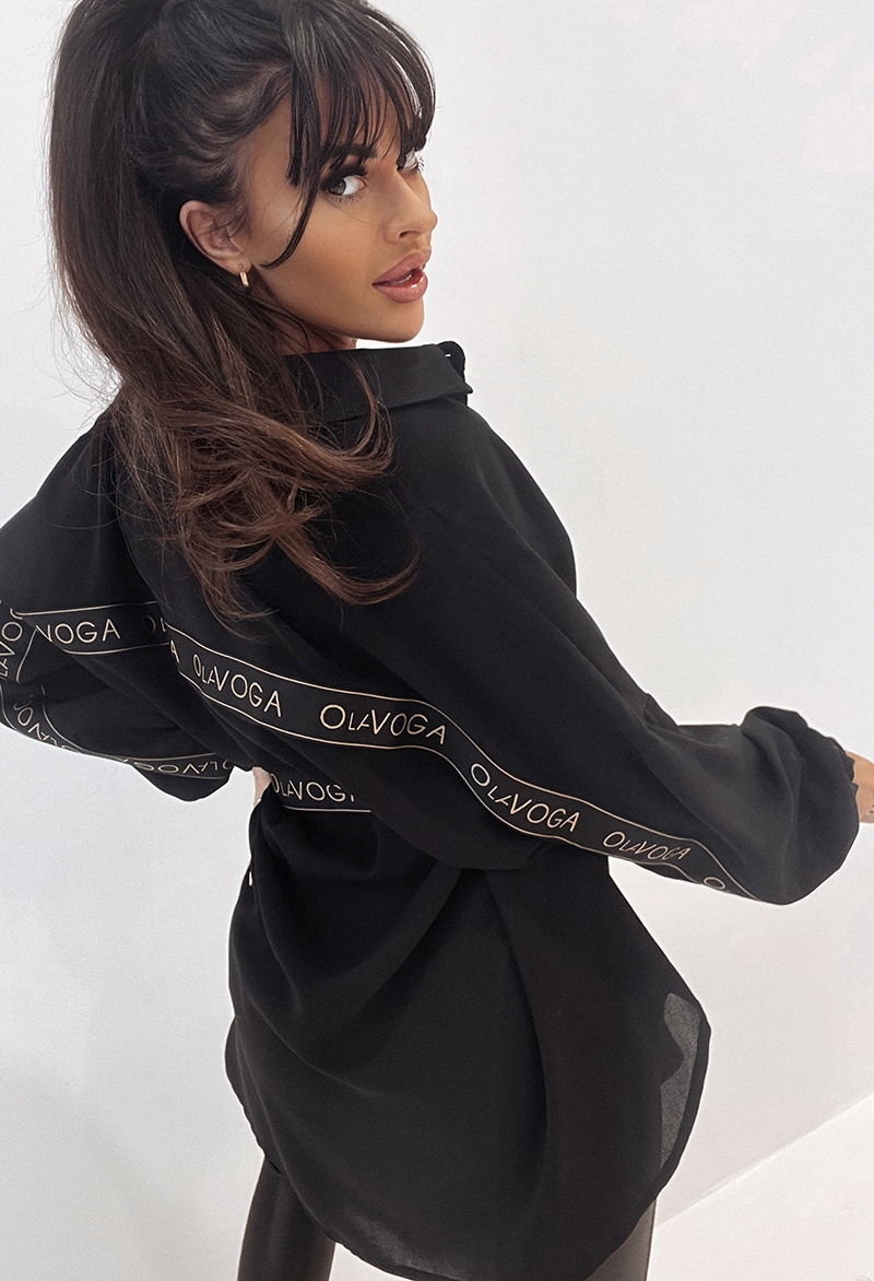 Koszula oversize z paskiem Denver czarna