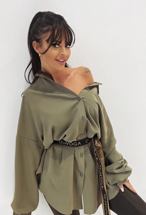 Koszula oversize z paskiem Denver khaki