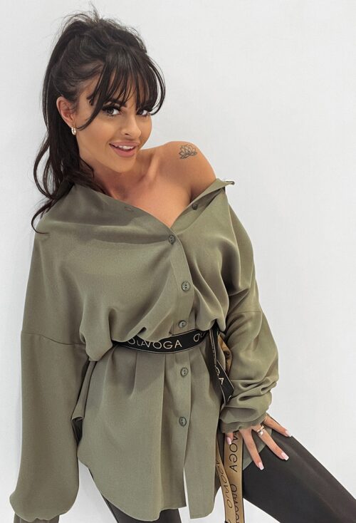 Koszula oversize z paskiem Denver khaki