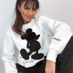 Bluza krótka Velvet Mickey ecru