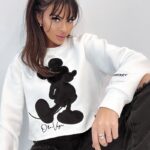 Bluza krótka Velvet Mickey ecru