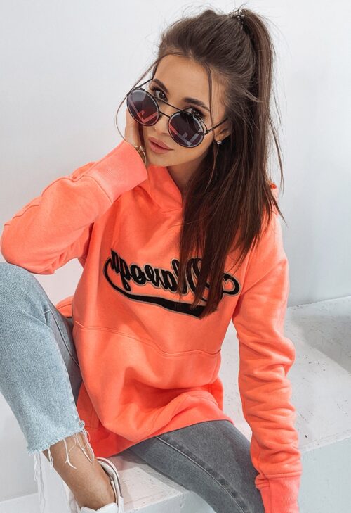 Bluza bawełniana oversize Savannah neonowa pomarańczowa