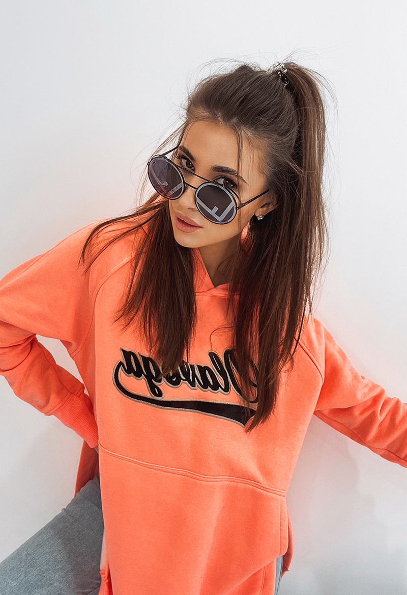 Bluza bawełniana oversize Savannah neonowa pomarańczowa Bluza bawełniana oversize Savannah neonowa pomarańczowa