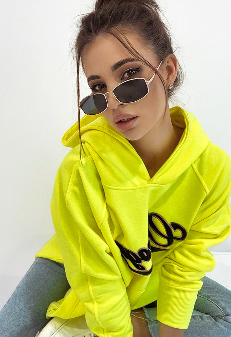 Bluza bawełniana oversize Savannah neonowa limonkowa