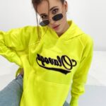 Bluza bawełniana oversize Savannah neonowa limonkowa